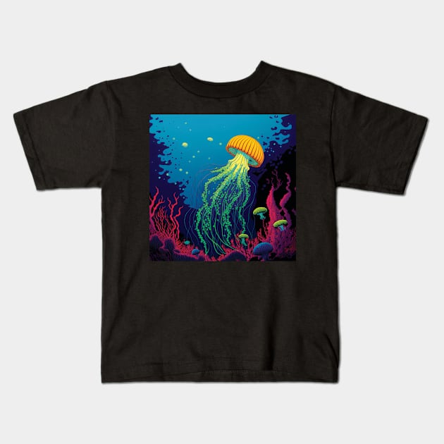 Jellyfish Underwater in the Ocean Kids T-Shirt by Geminiartstudio